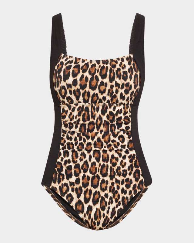 Island Cays Leopard Square-Neck One-Piece Swimsuit